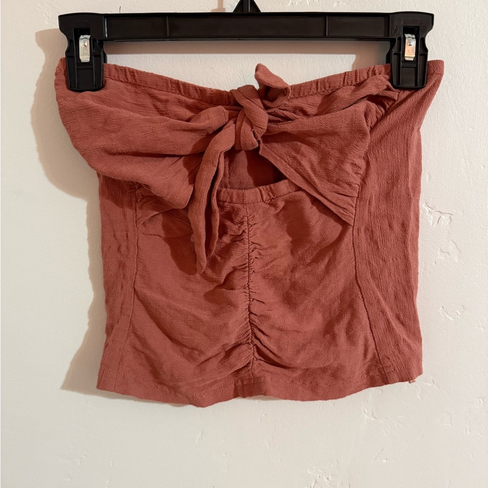 Free People Intimately Terracotta Off-Shoulder Top with Bow sz. xs